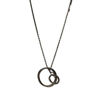 Elegant Vintage Gold Tone Double Circle Pendant Necklace Statement Fashion Women